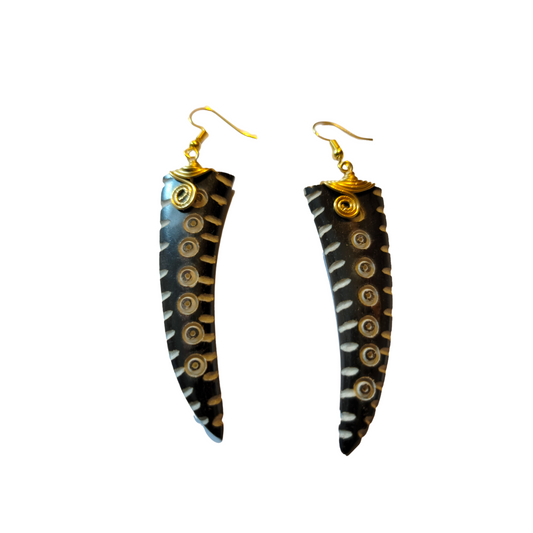 Decorated Bone Task Earrings