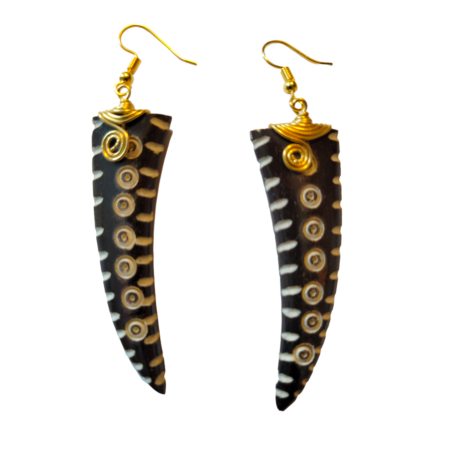 Decorated Bone Task Earrings