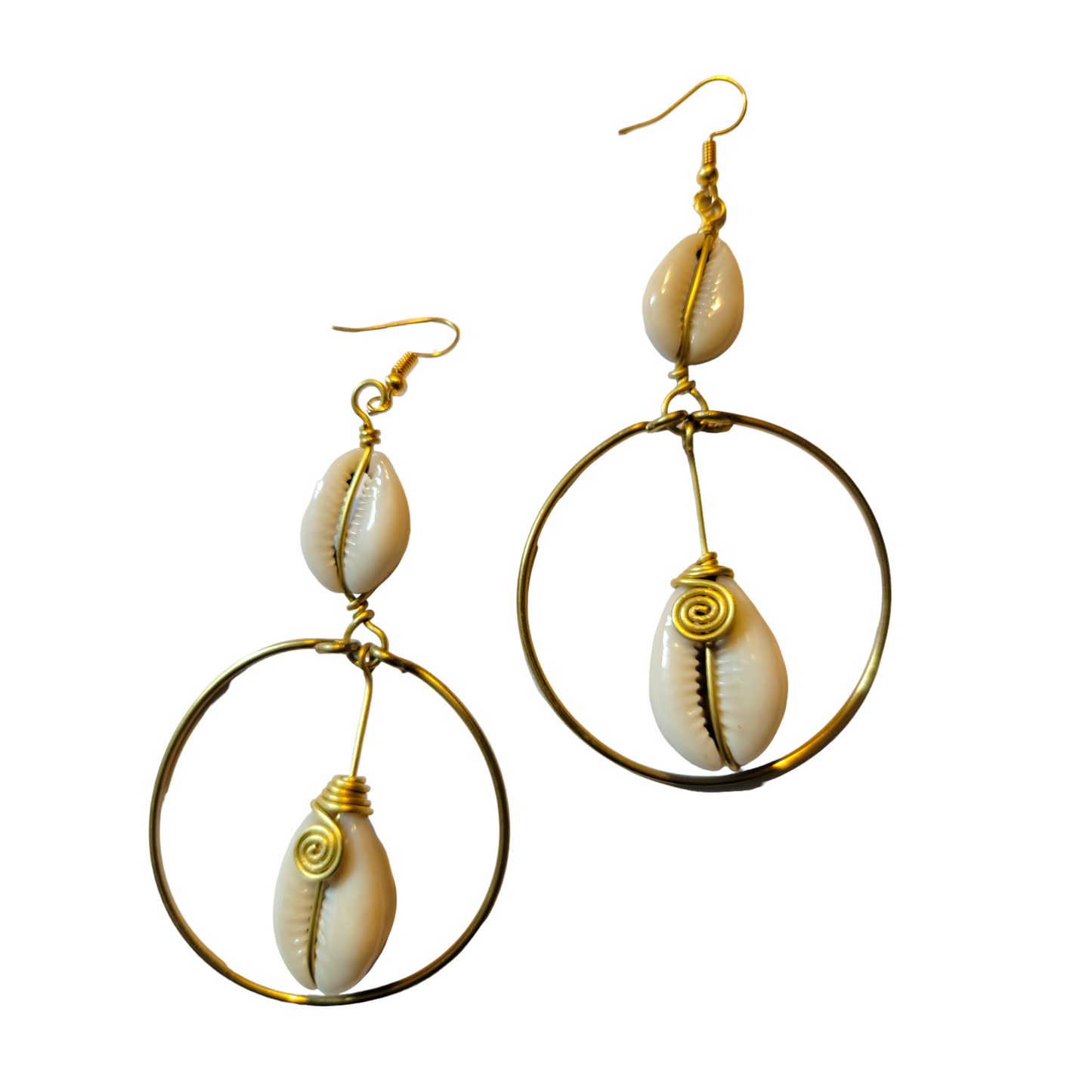 2 Cowrie Shells Hoop Earrings