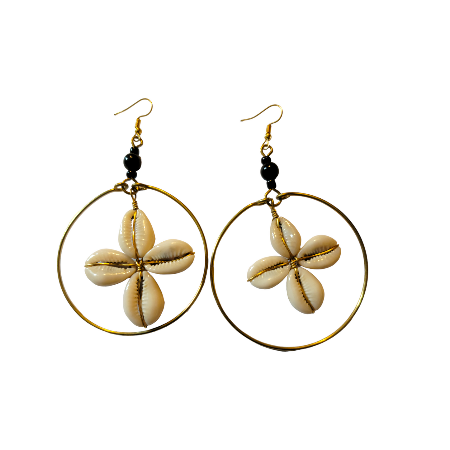 Cowrie Star  Hoop Earrings