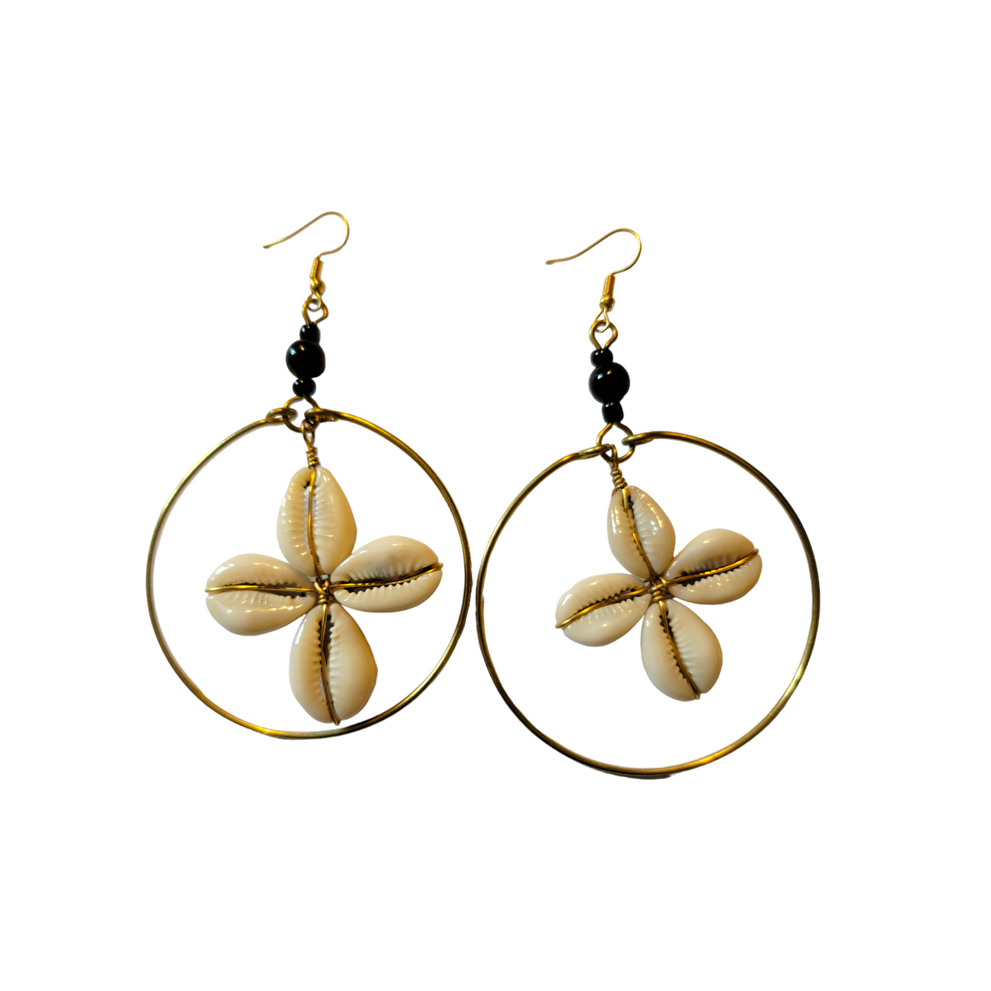 Cowrie Star  Hoop Earrings