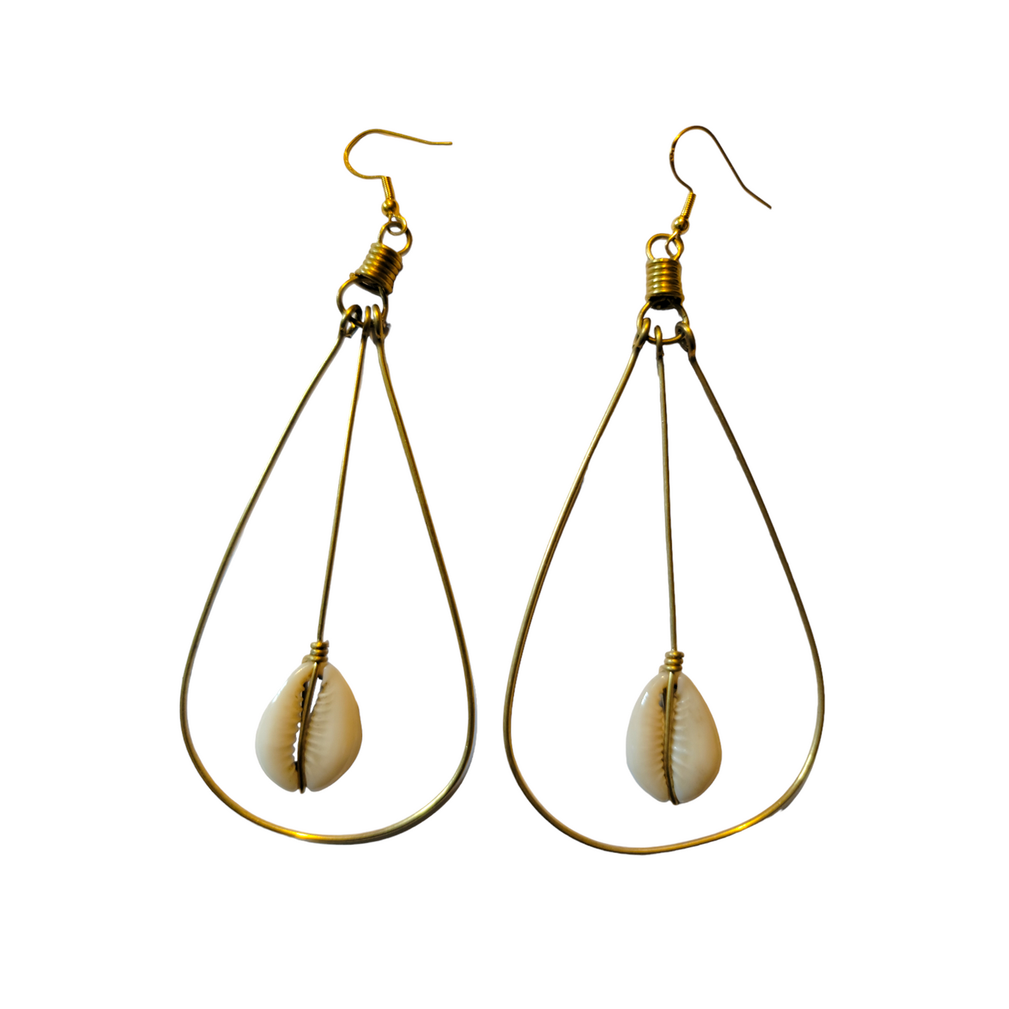 Oval Hoops with 1 Shell Earrings