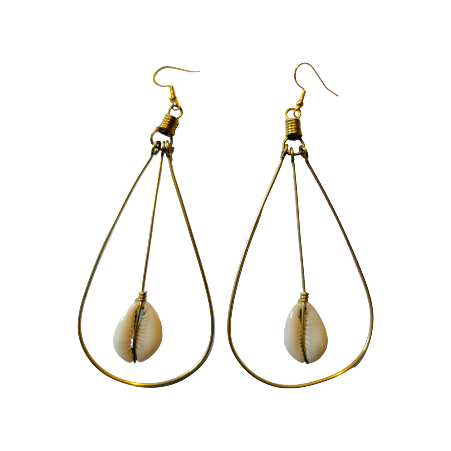 Oval Hoops with 1 Shell Earrings