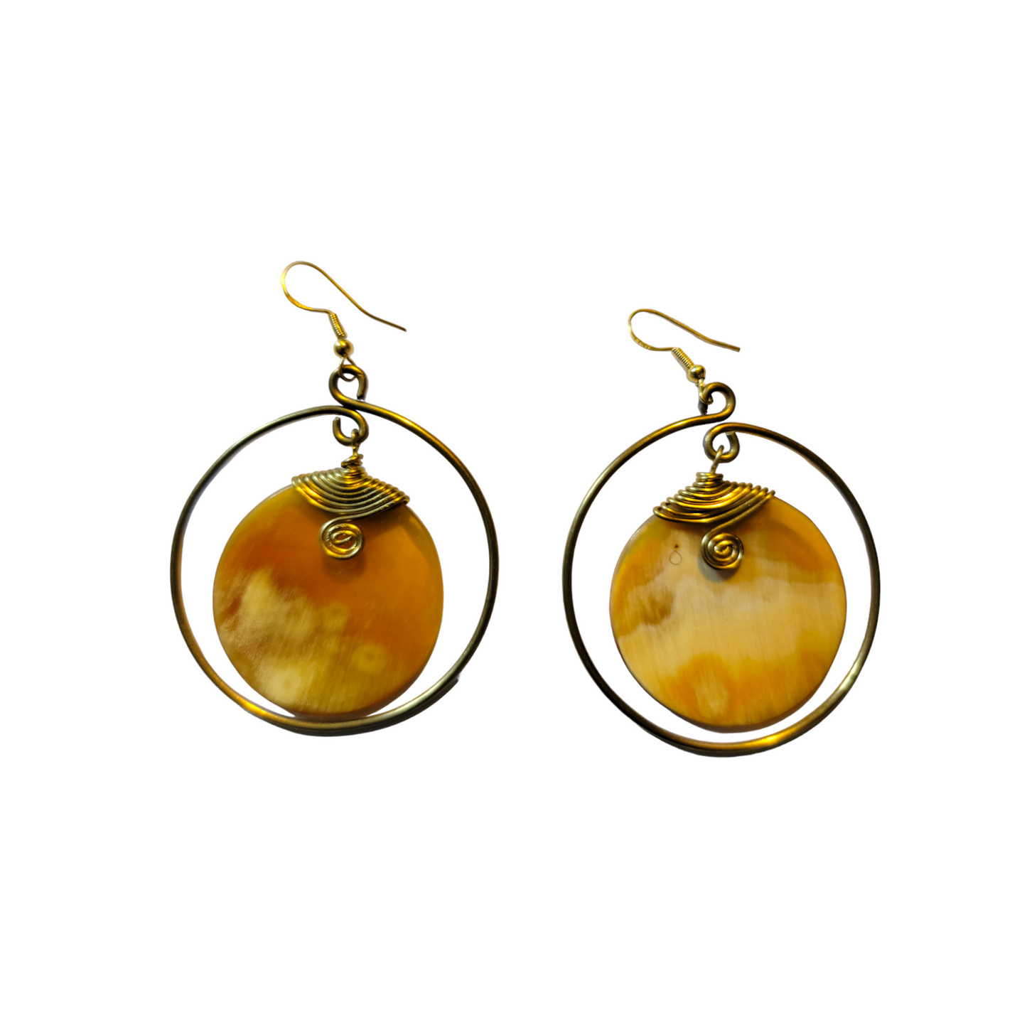Horn & Brass Hoop Earrings