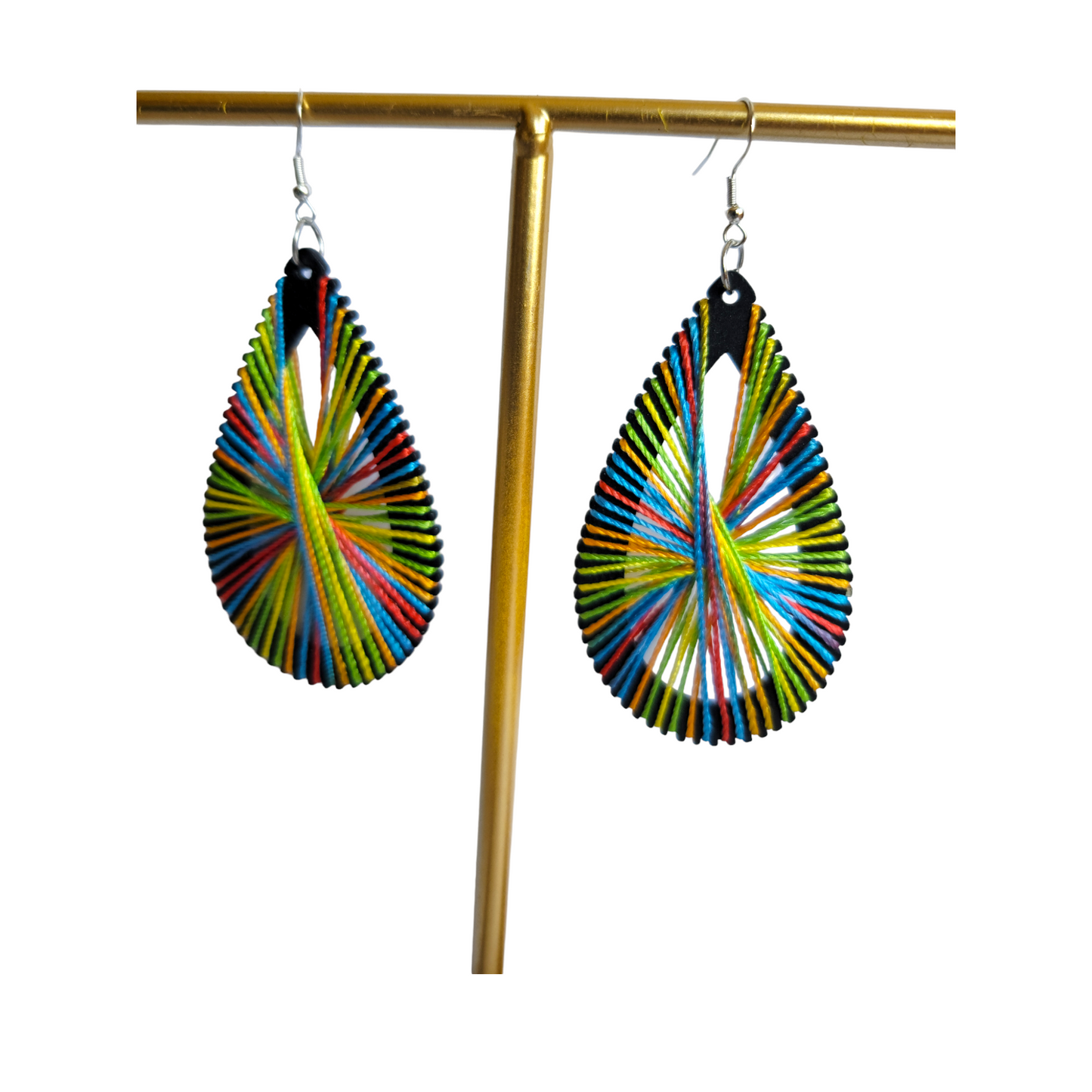 Black Oval Threaded Earrings