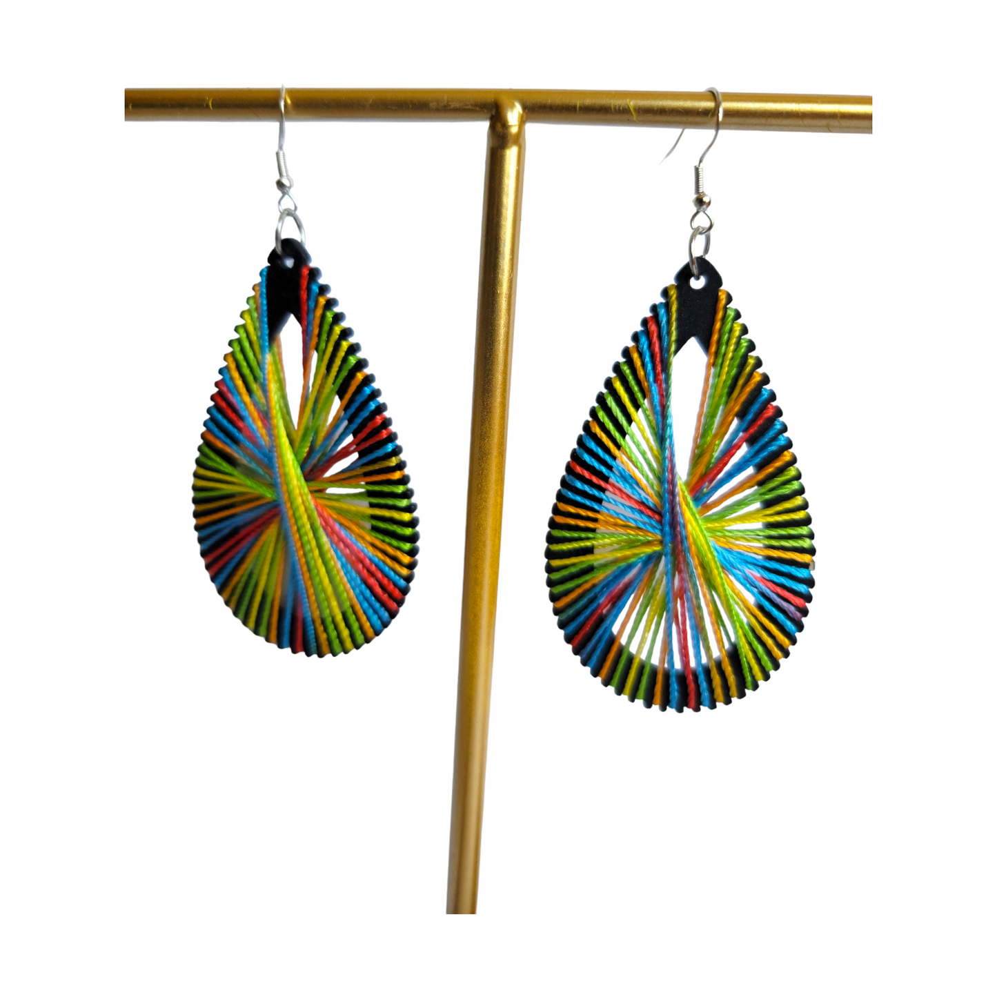 Black Oval Threaded Earrings