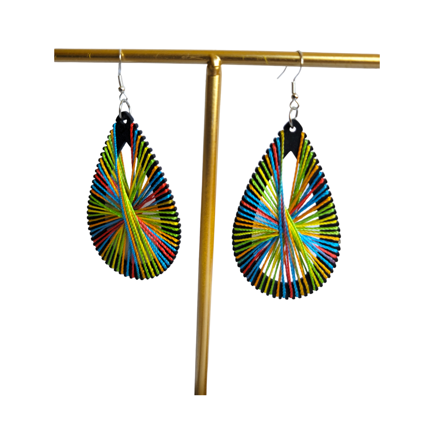 Black Oval Threaded Earrings