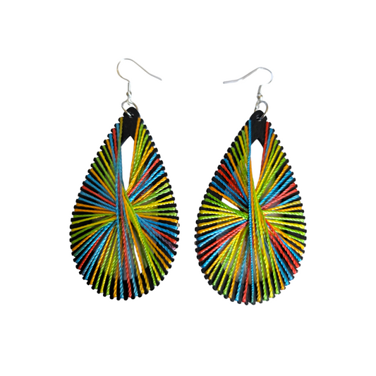 Black Oval Threaded Earrings