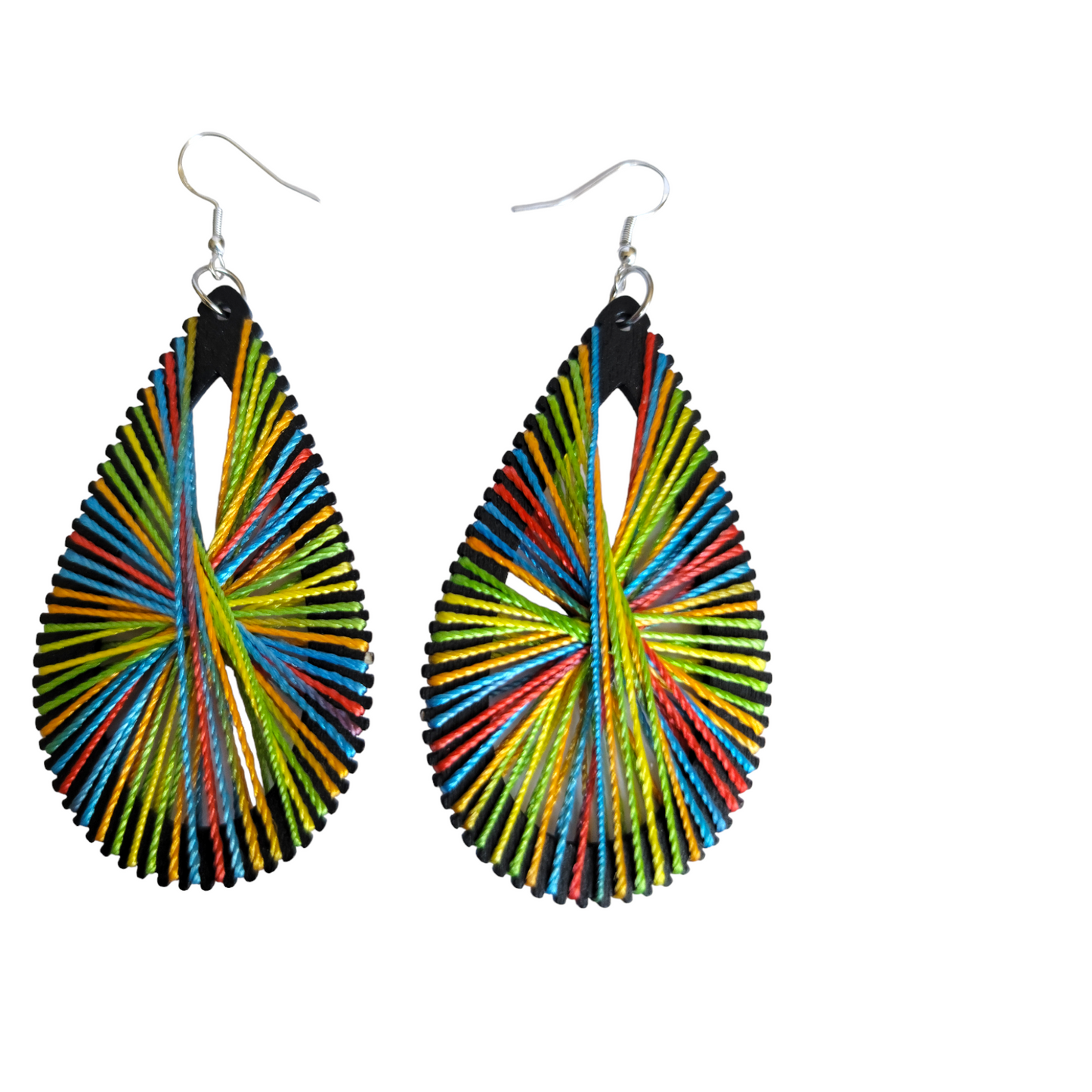 Black Oval Threaded Earrings