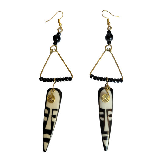 Brass Triangle Mask Earrings