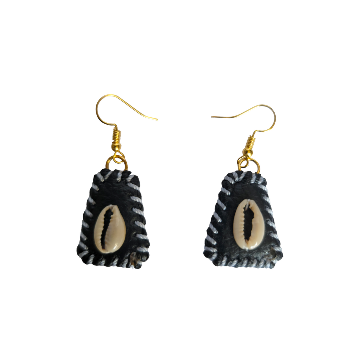 Mini Leather w/ Cowrie Earrings