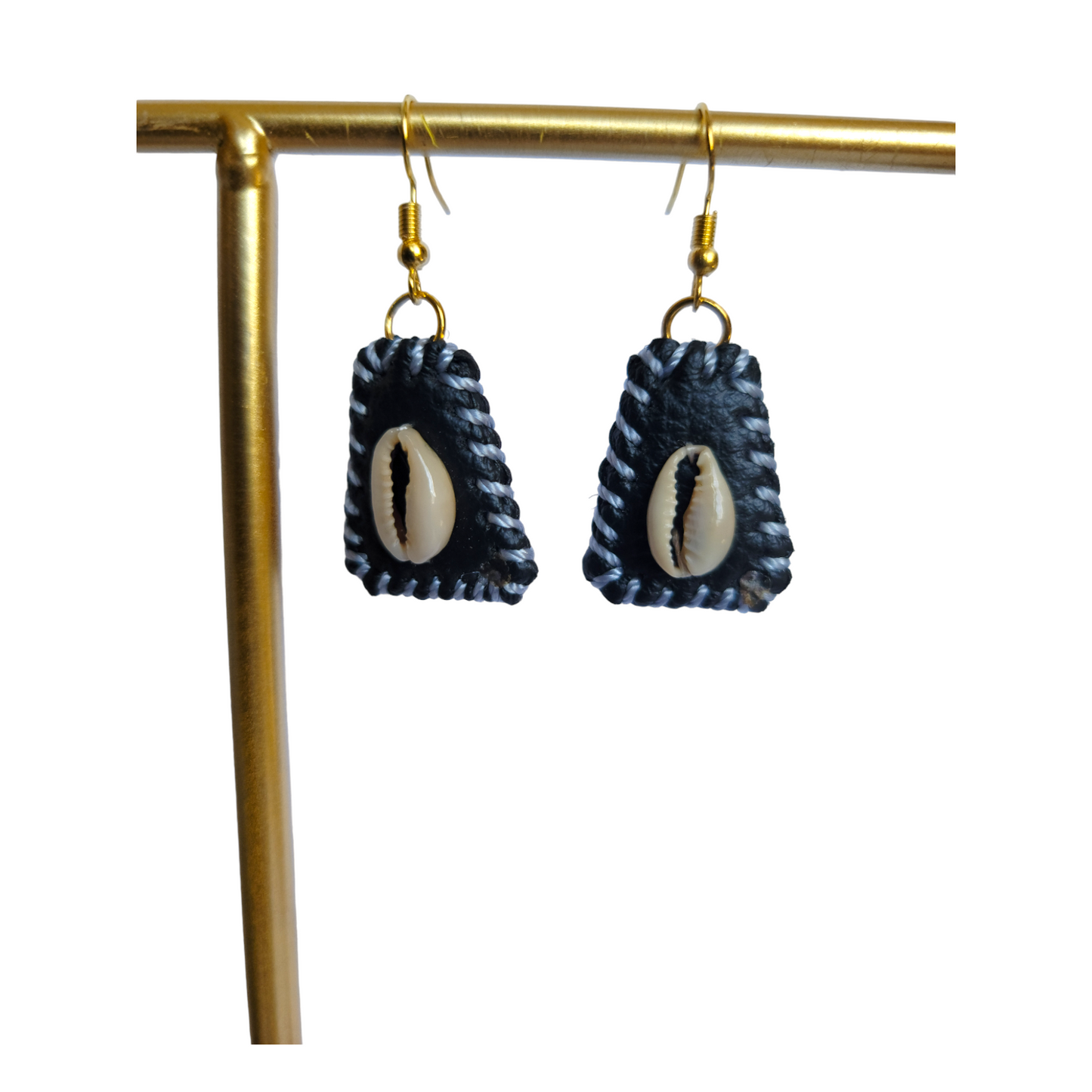 Mini Leather w/ Cowrie Earrings