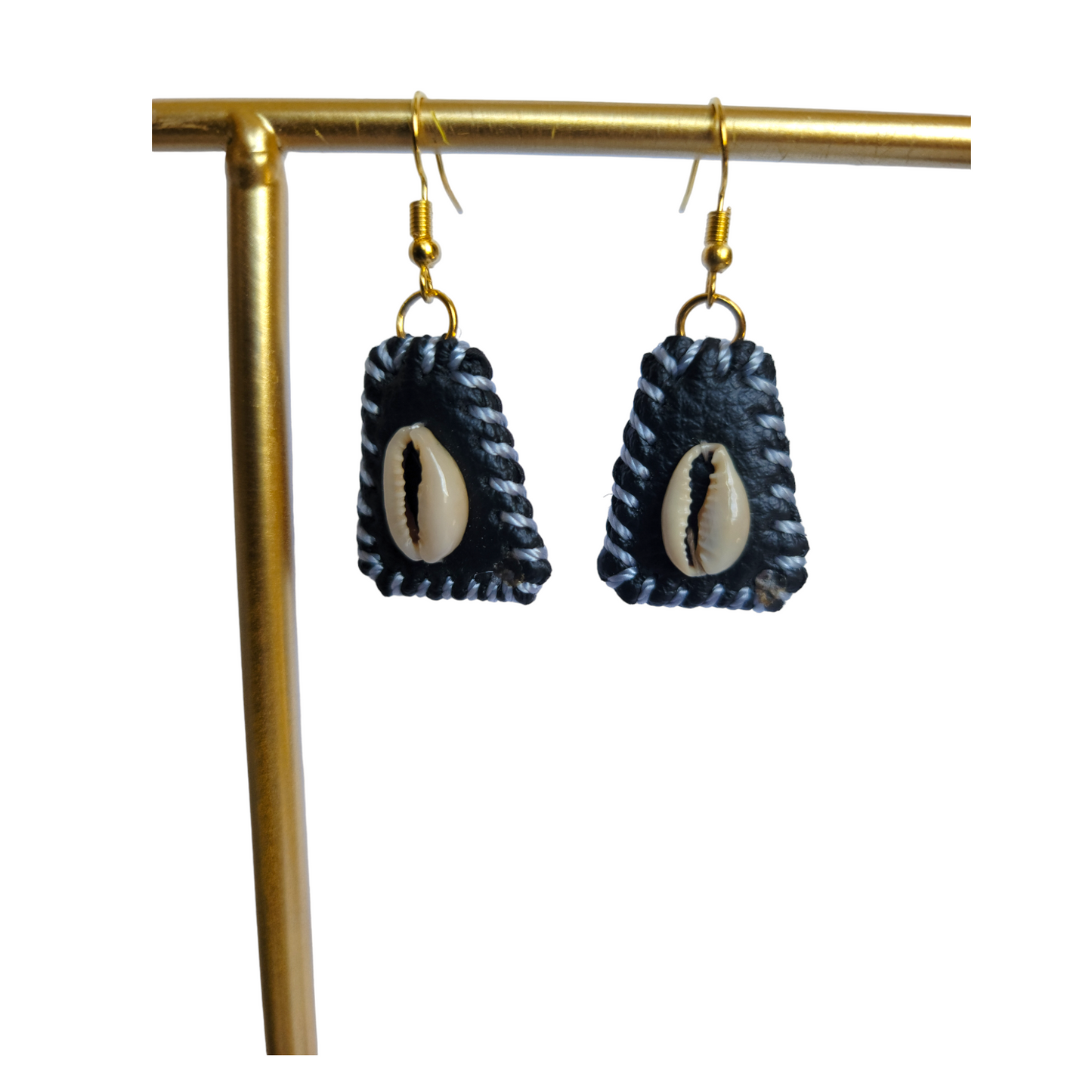 Mini Leather w/ Cowrie Earrings