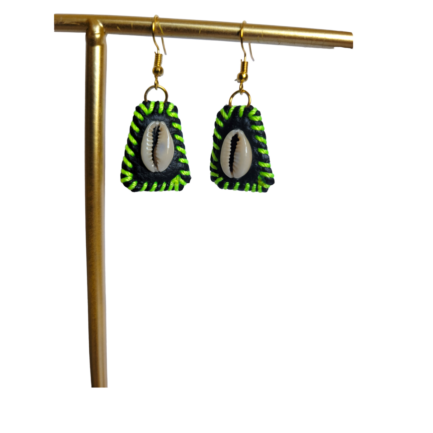Green XSmall Leather Earrings
