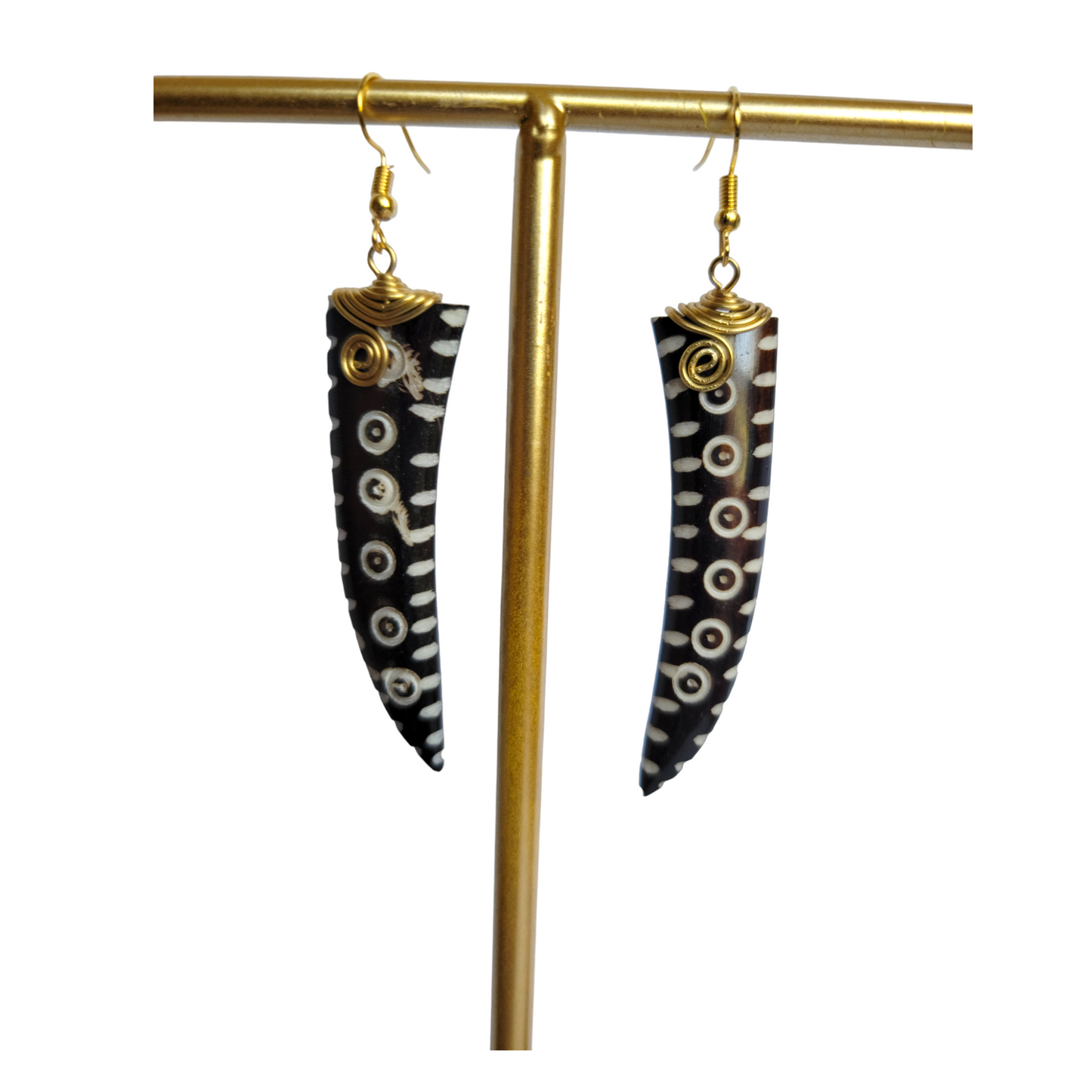 Decorated Bone Task Earrings