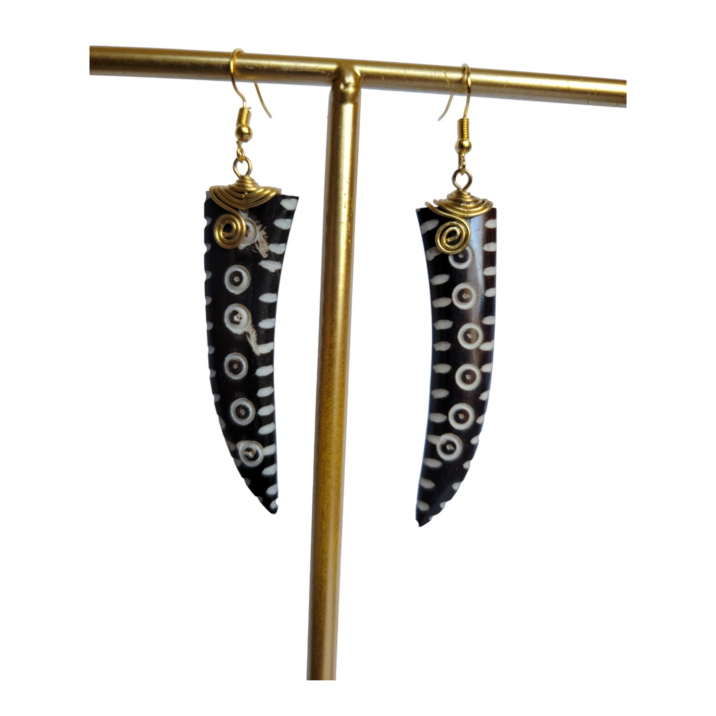 Decorated Bone Task Earrings