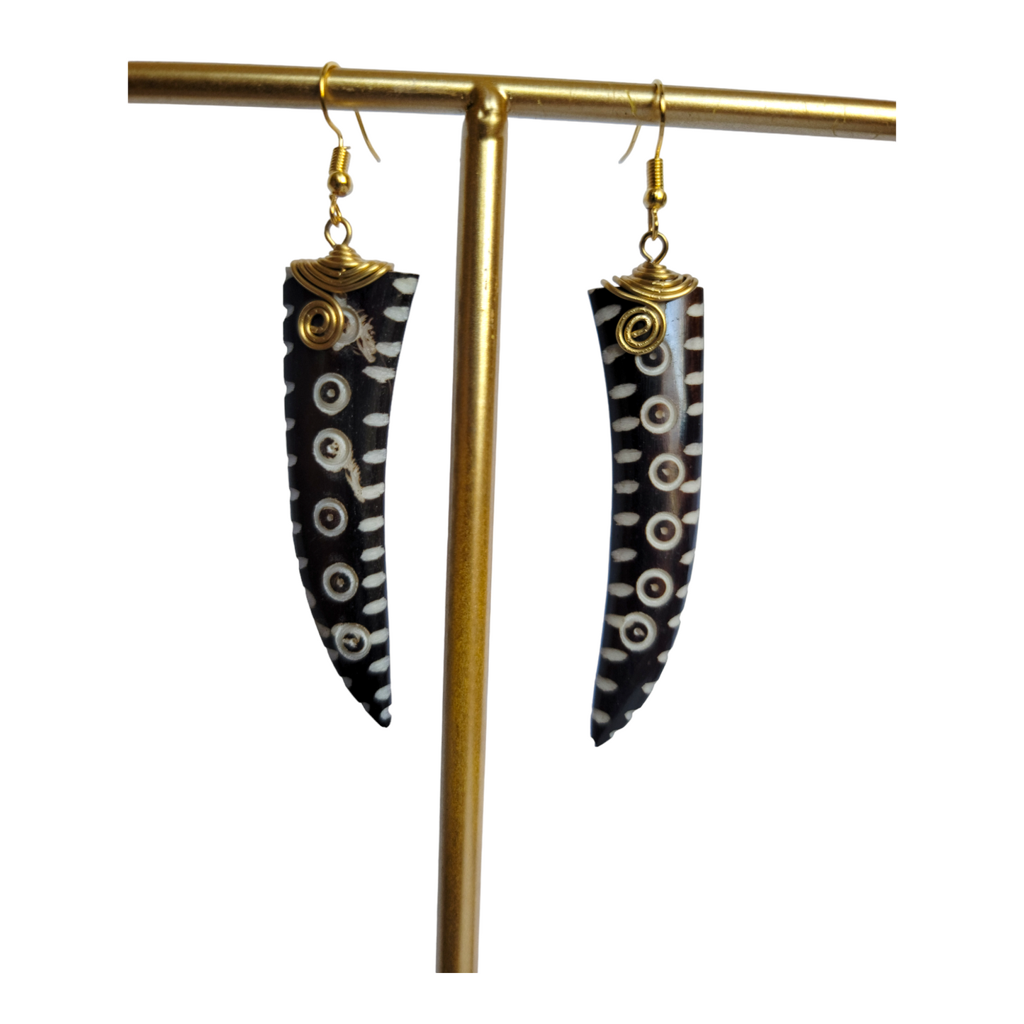 Decorated Bone Task Earrings
