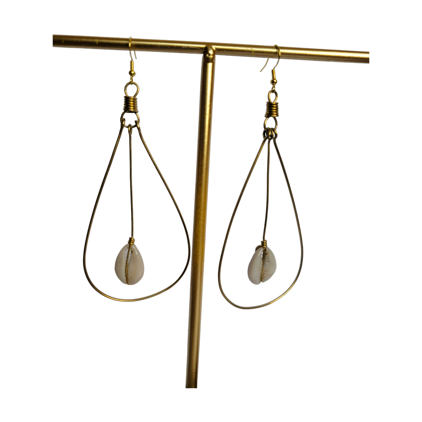 Oval Hoops with 1 Shell Earrings