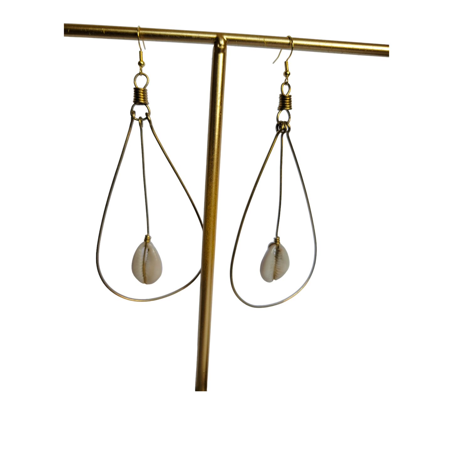 Oval Hoops with 1 Shell Earrings