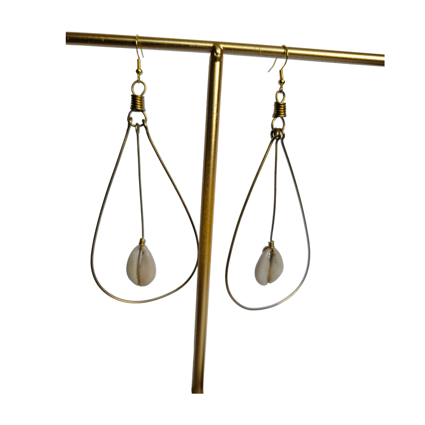 Oval Hoops with 1 Shell Earrings