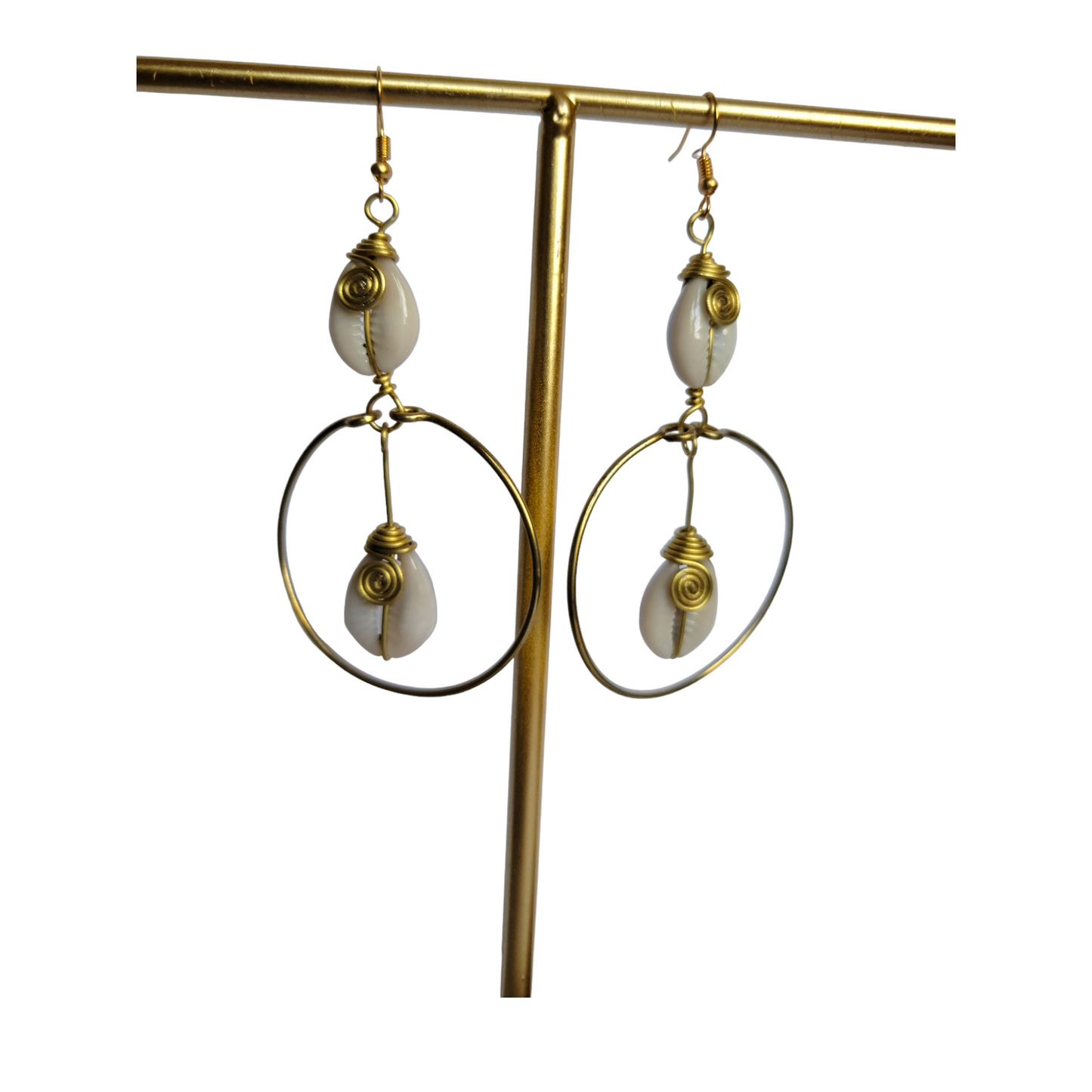 2 Cowrie Shells Hoop Earrings