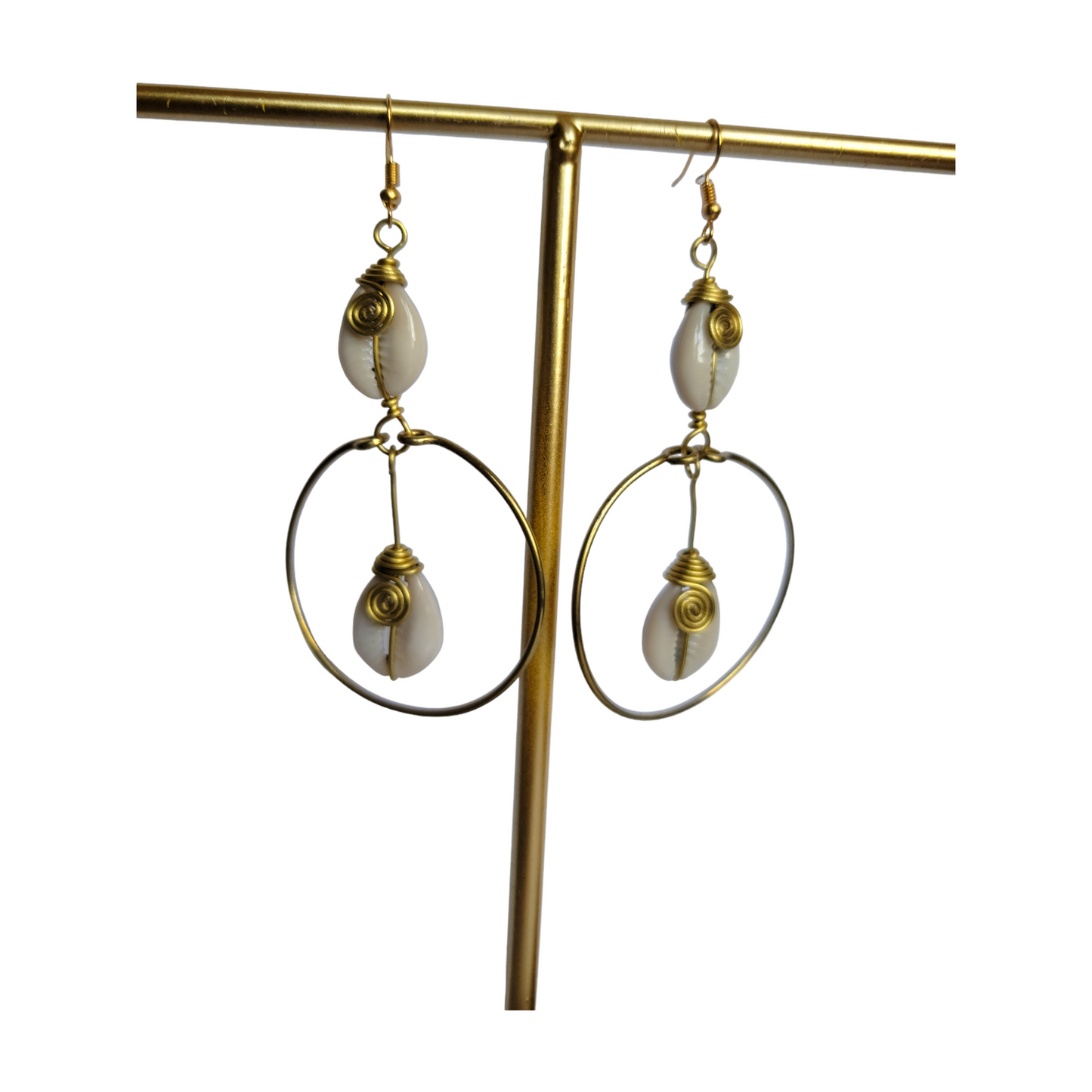2 Cowrie Shells Hoop Earrings