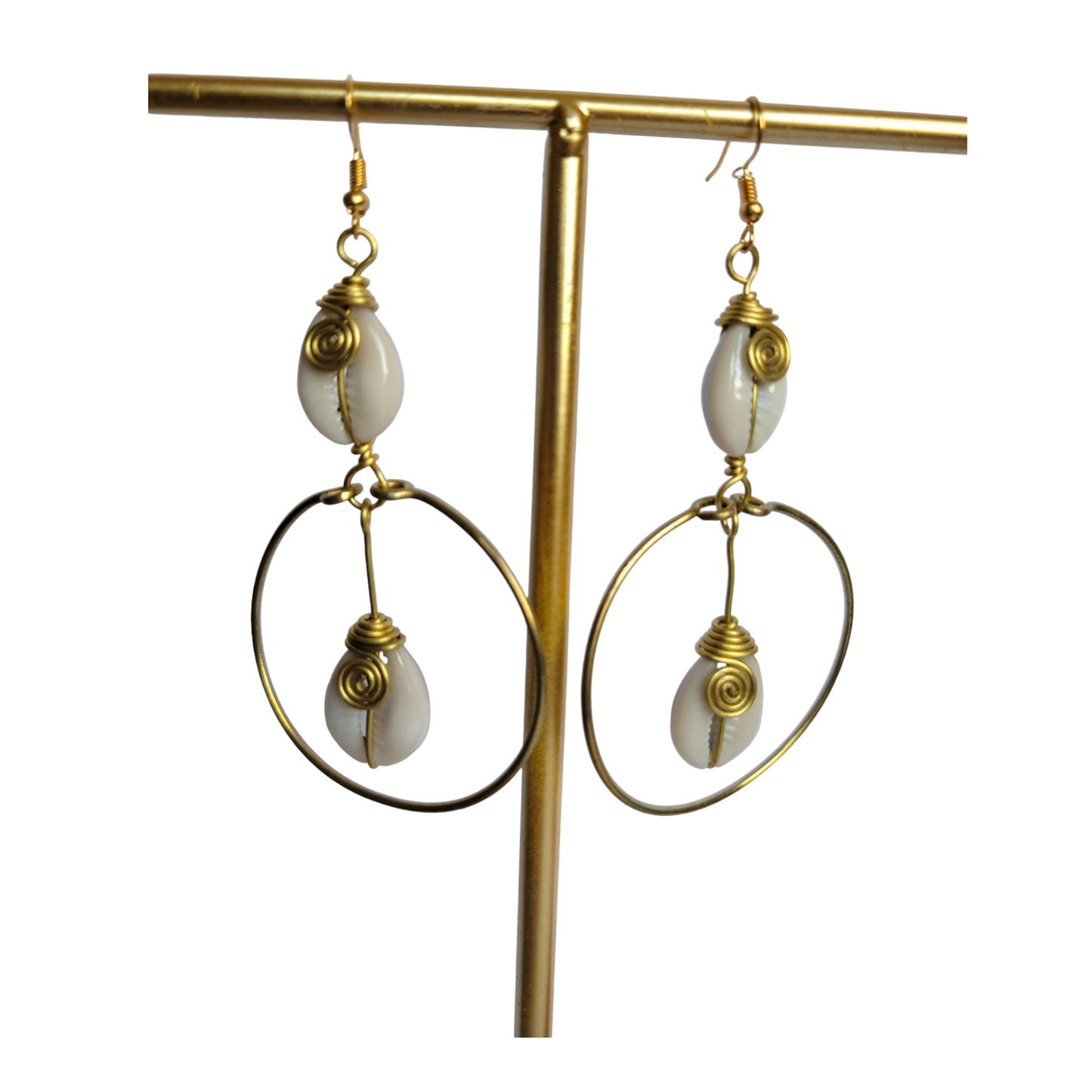 2 Cowrie Shells Hoop Earrings