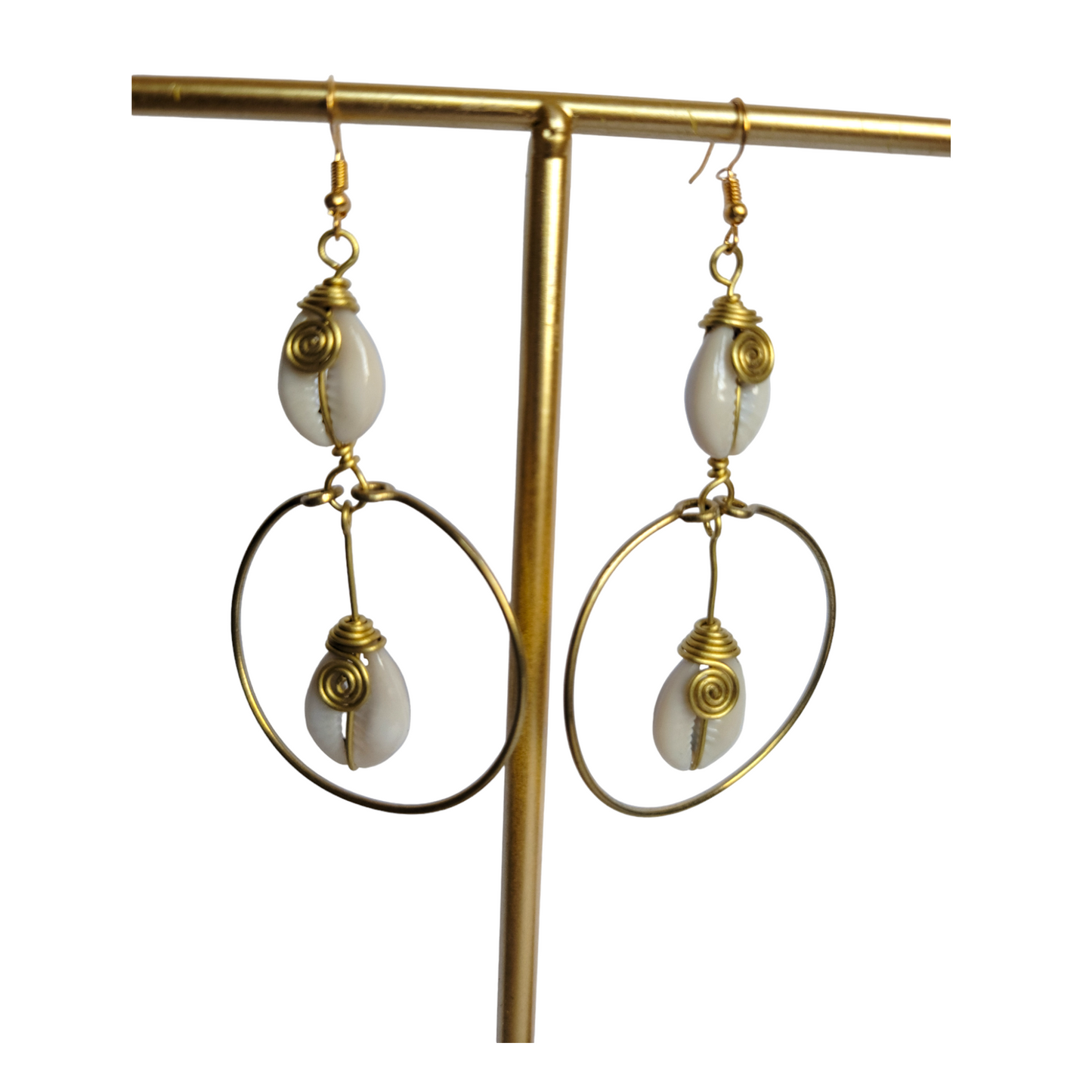 2 Cowrie Shells Hoop Earrings