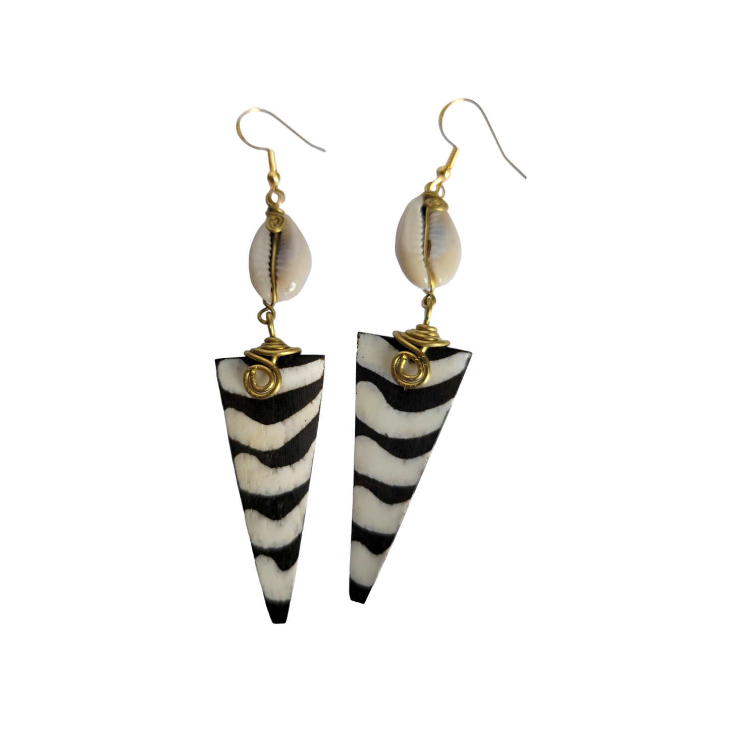 Triangle Bone & Shell Earrings