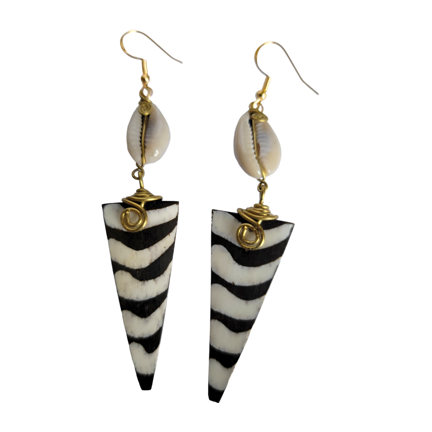 Triangle Bone & Shell Earrings