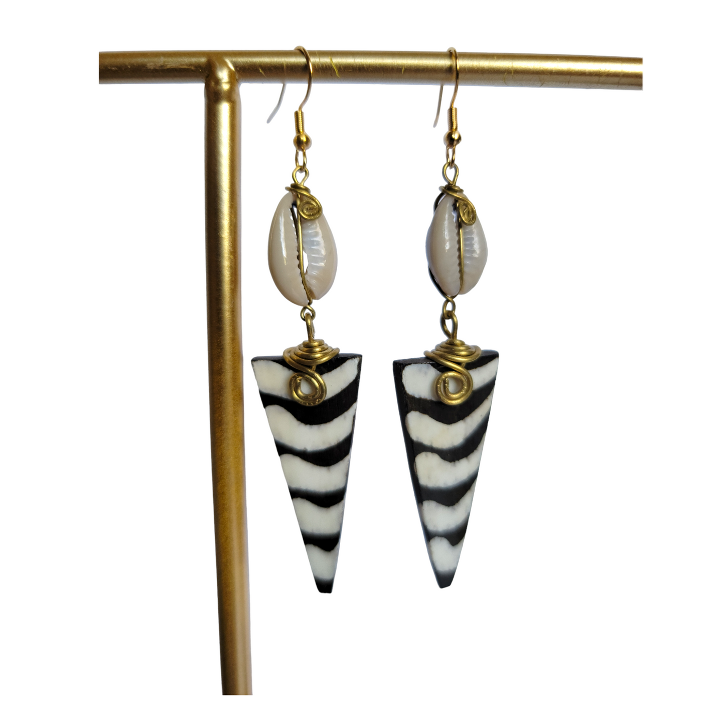 Triangle Bone & Shell Earrings