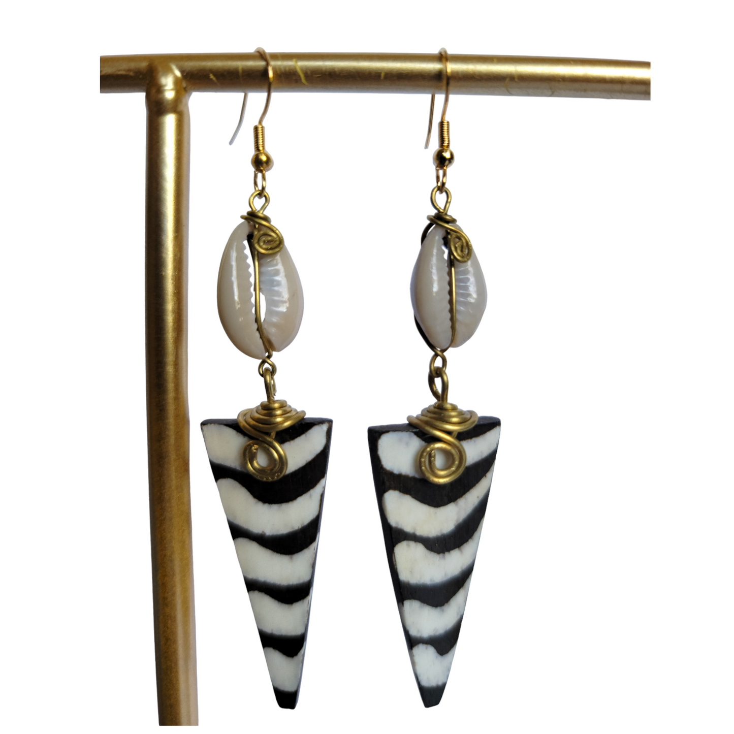 Triangle Bone & Shell Earrings