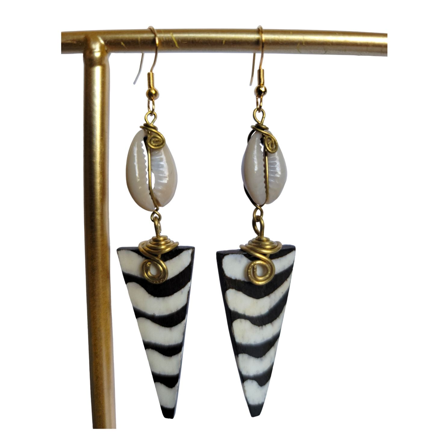 Triangle Bone & Shell Earrings