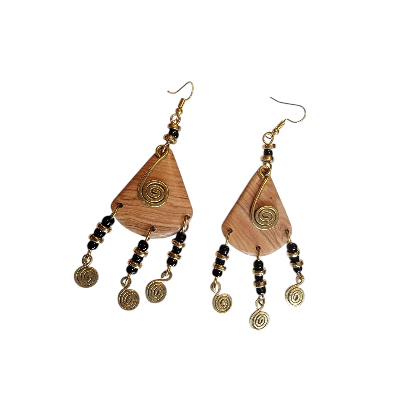 Brass CoilWooden Earrings