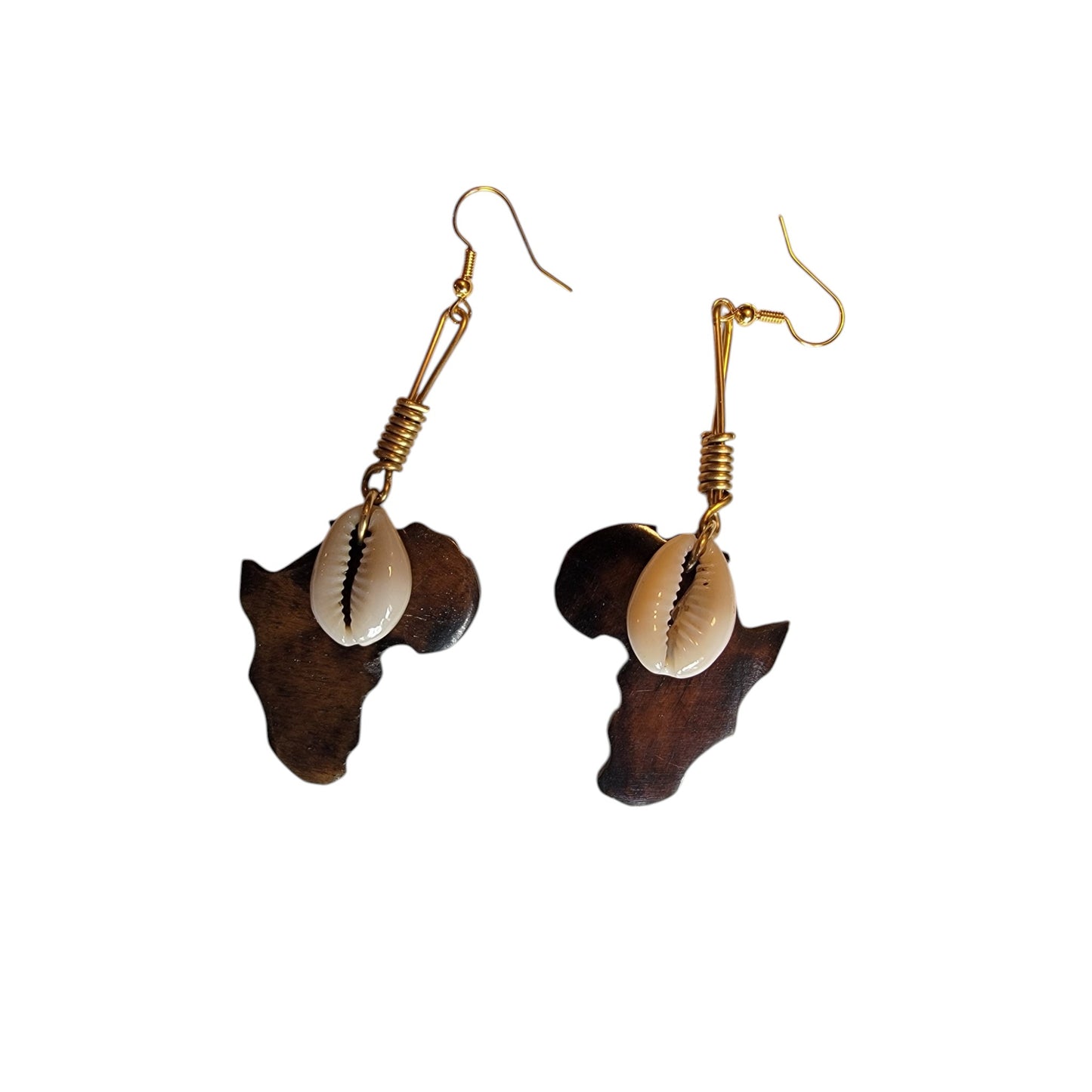 African Map W/ Cowrie Shell Earrings