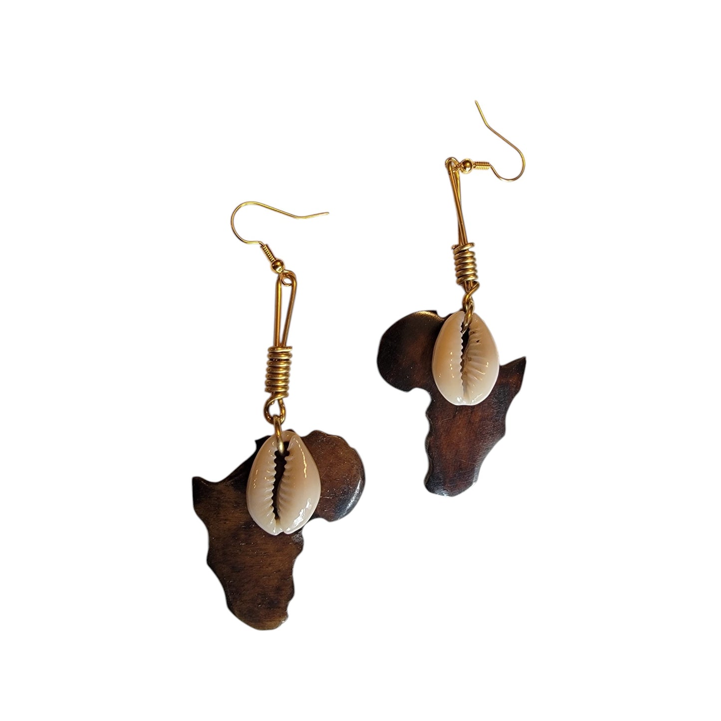 African Map W/ Cowrie Shell Earrings