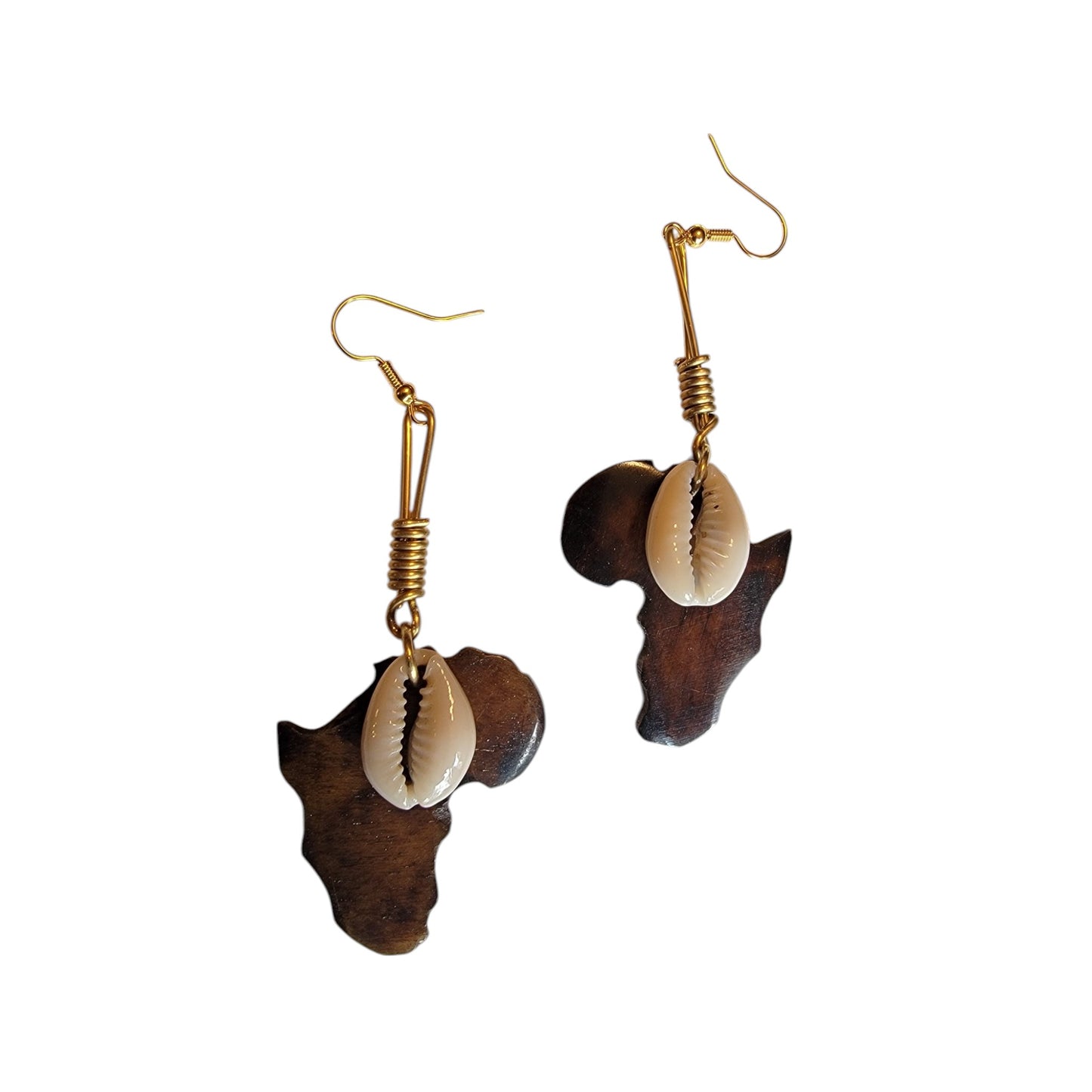 African Map W/ Cowrie Shell Earrings