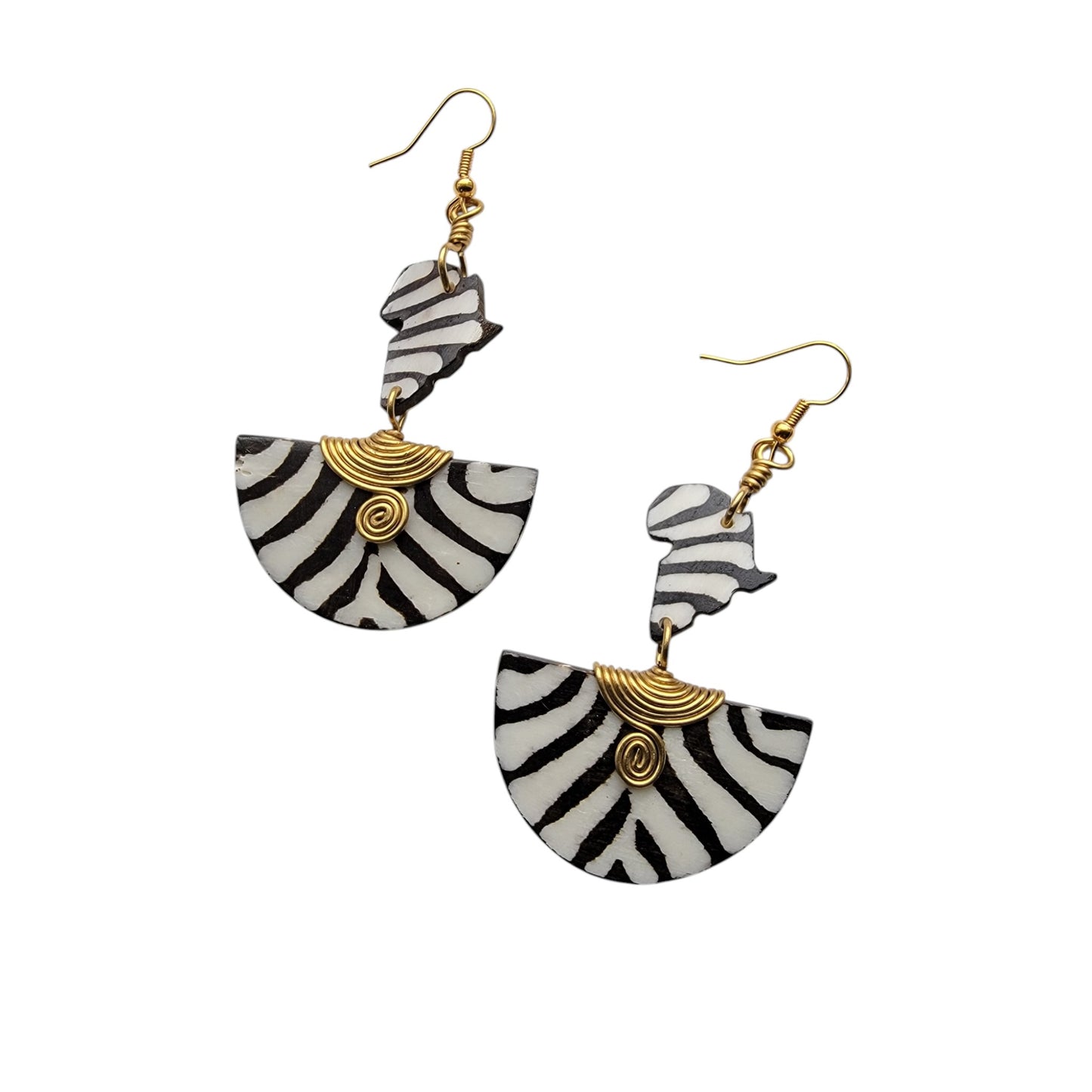 Zebra Little Africa on Half Moon Earrings
