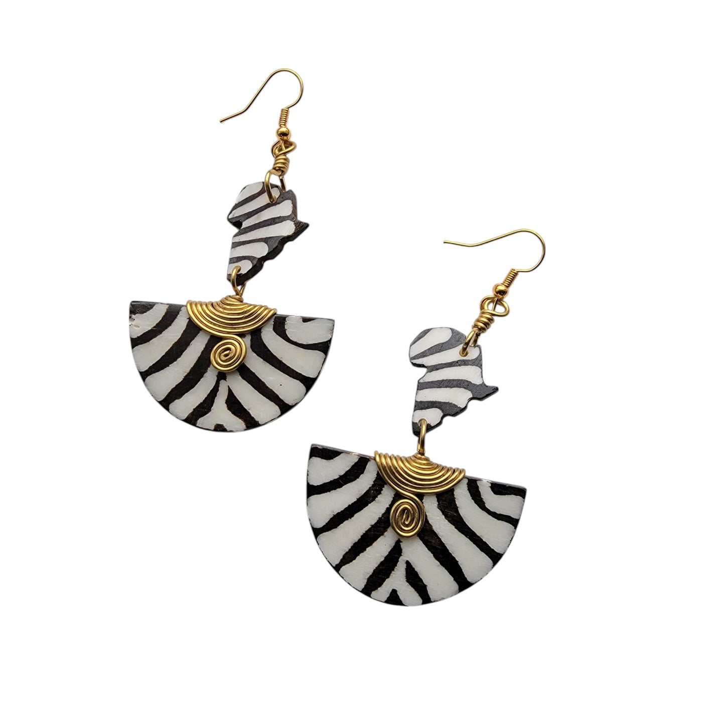 Zebra Little Africa on Half Moon Earrings