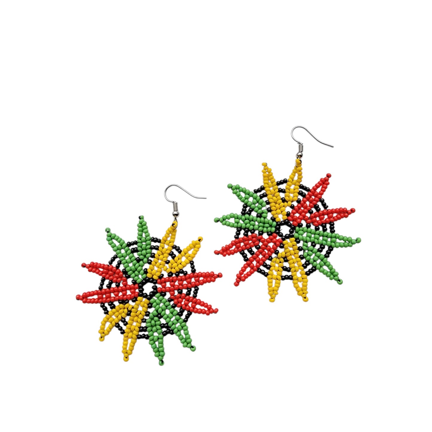 Beaded Rasta Star Earrings