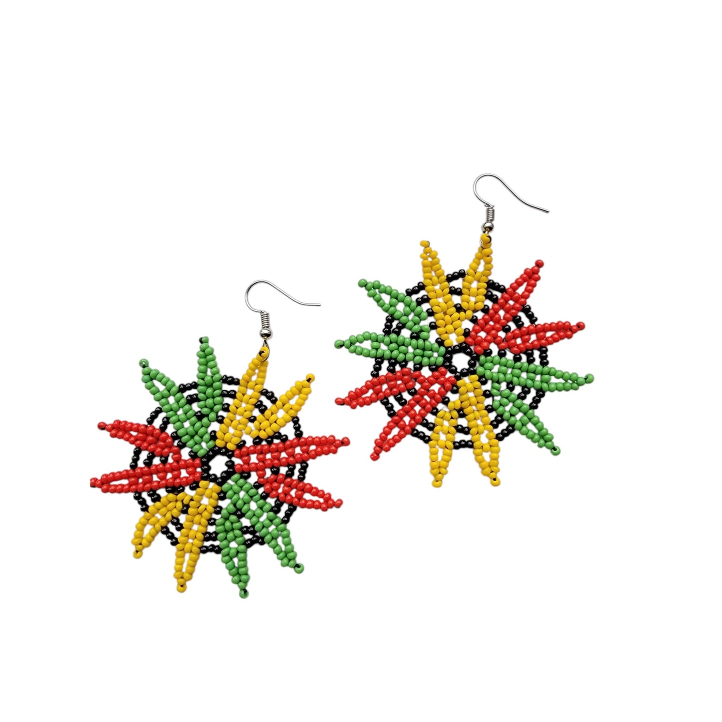 Beaded Rasta Star Earrings