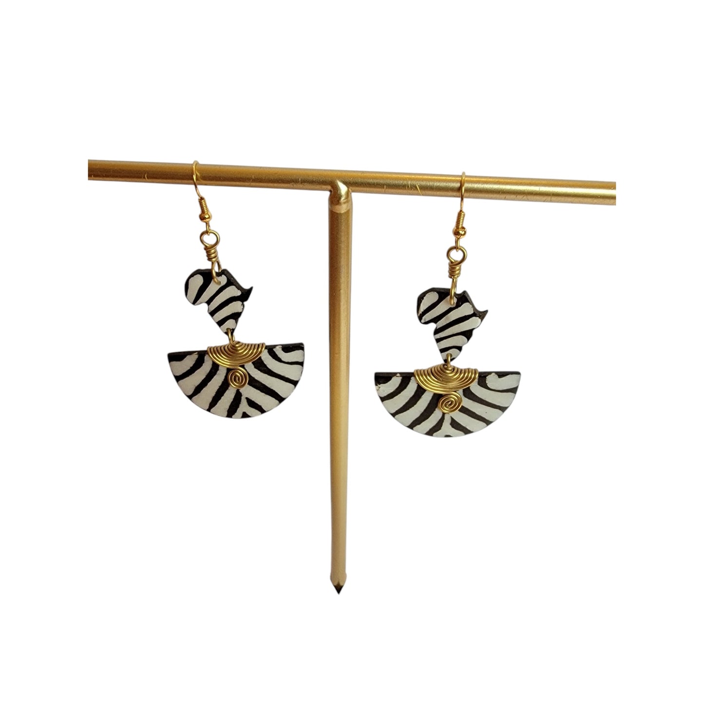Zebra Little Africa on Half Moon Earrings