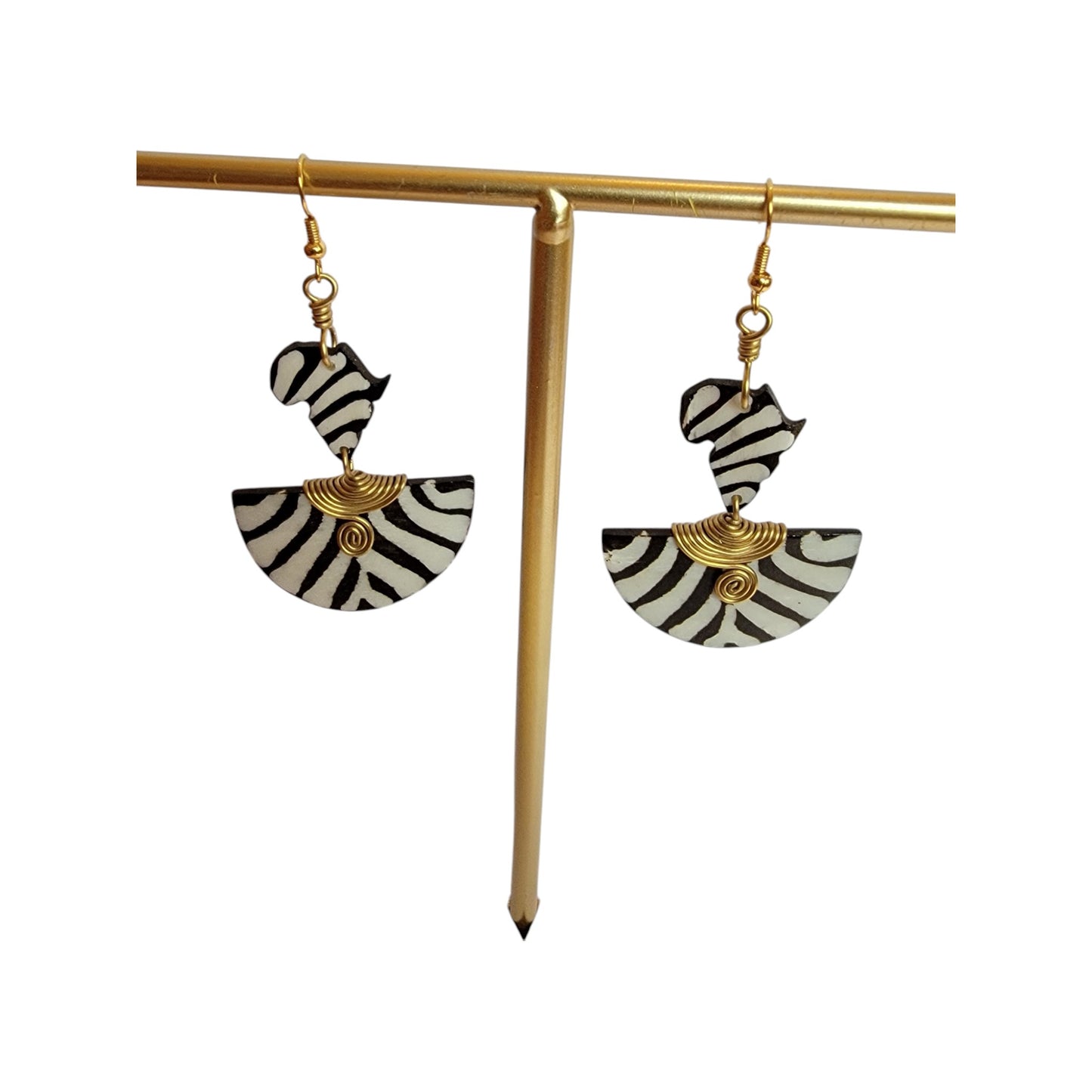 Zebra Little Africa on Half Moon Earrings