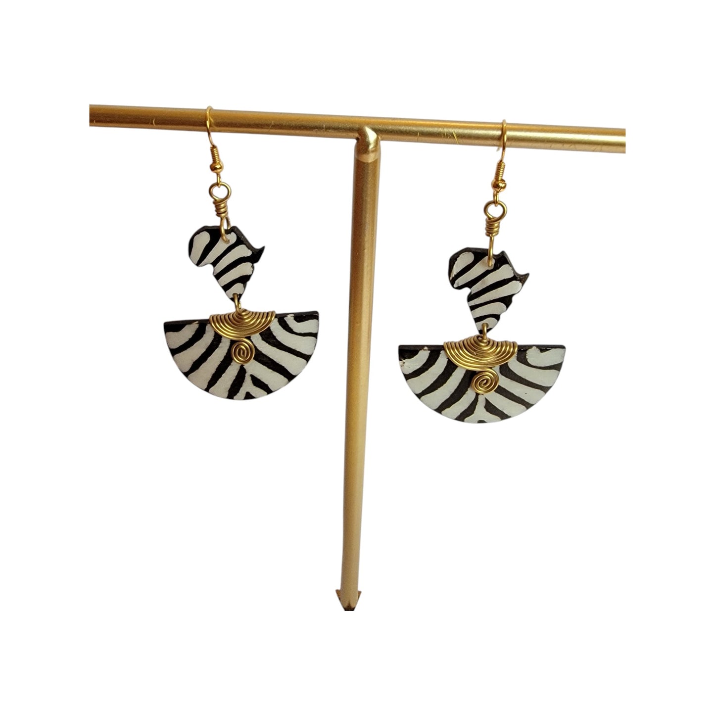 Zebra Little Africa on Half Moon Earrings