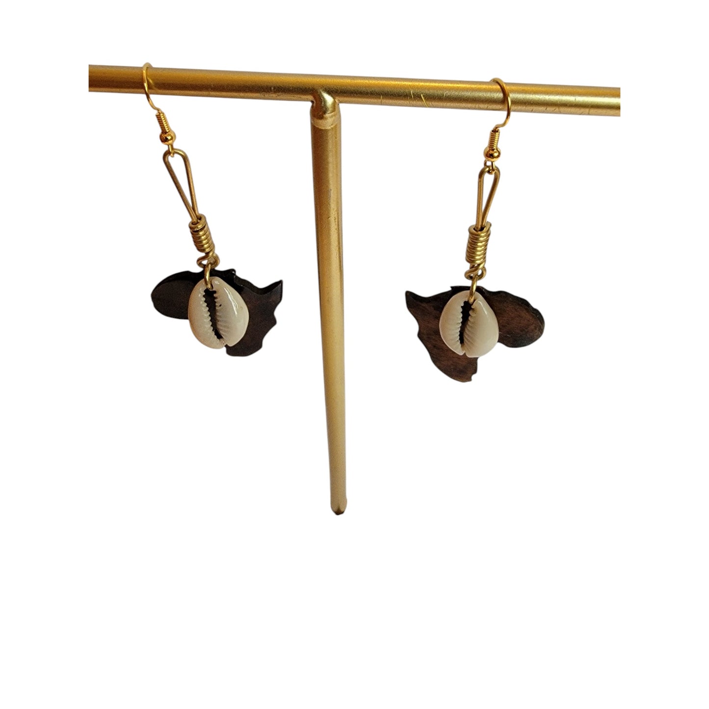 African Map W/ Cowrie Shell Earrings