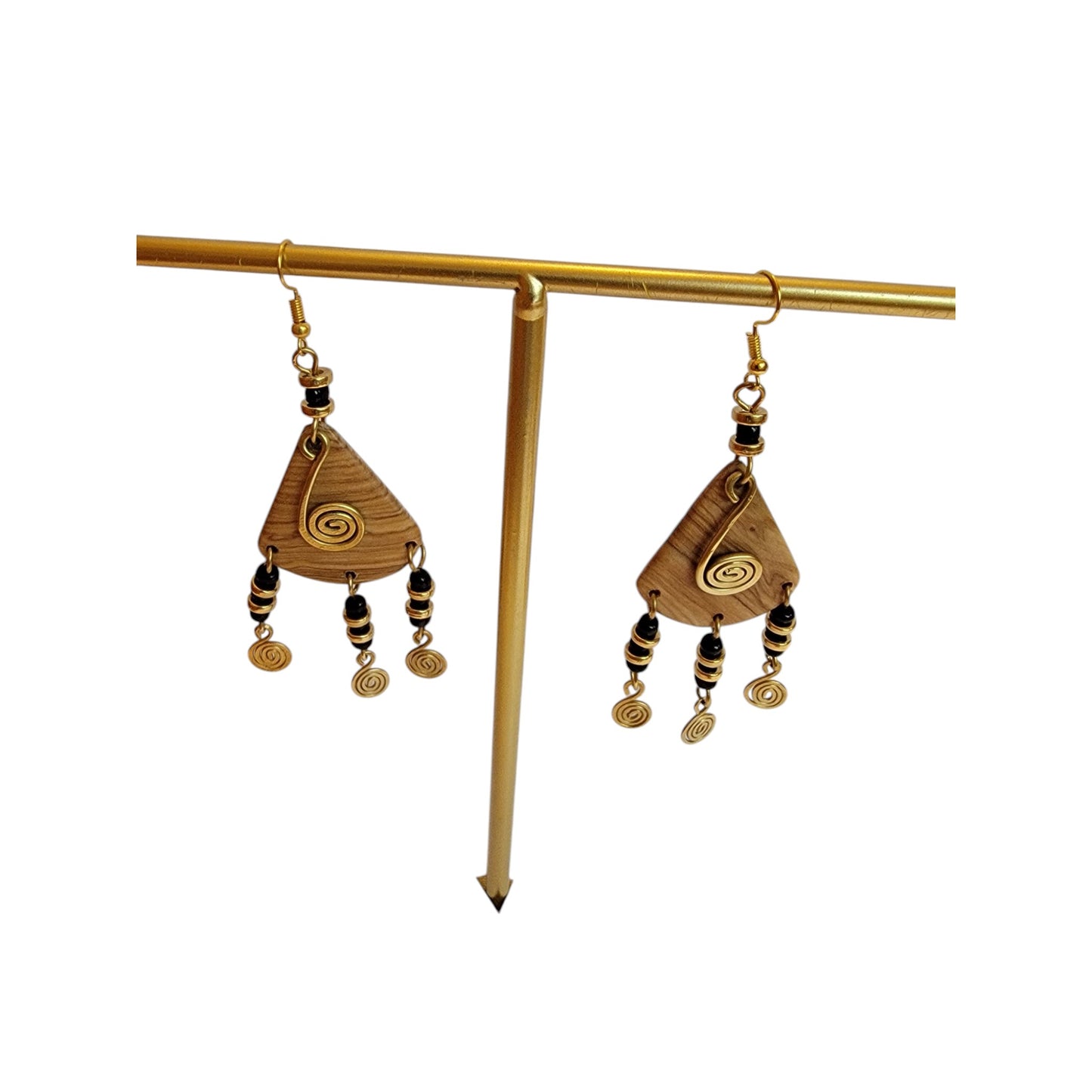 Brass CoilWooden Earrings