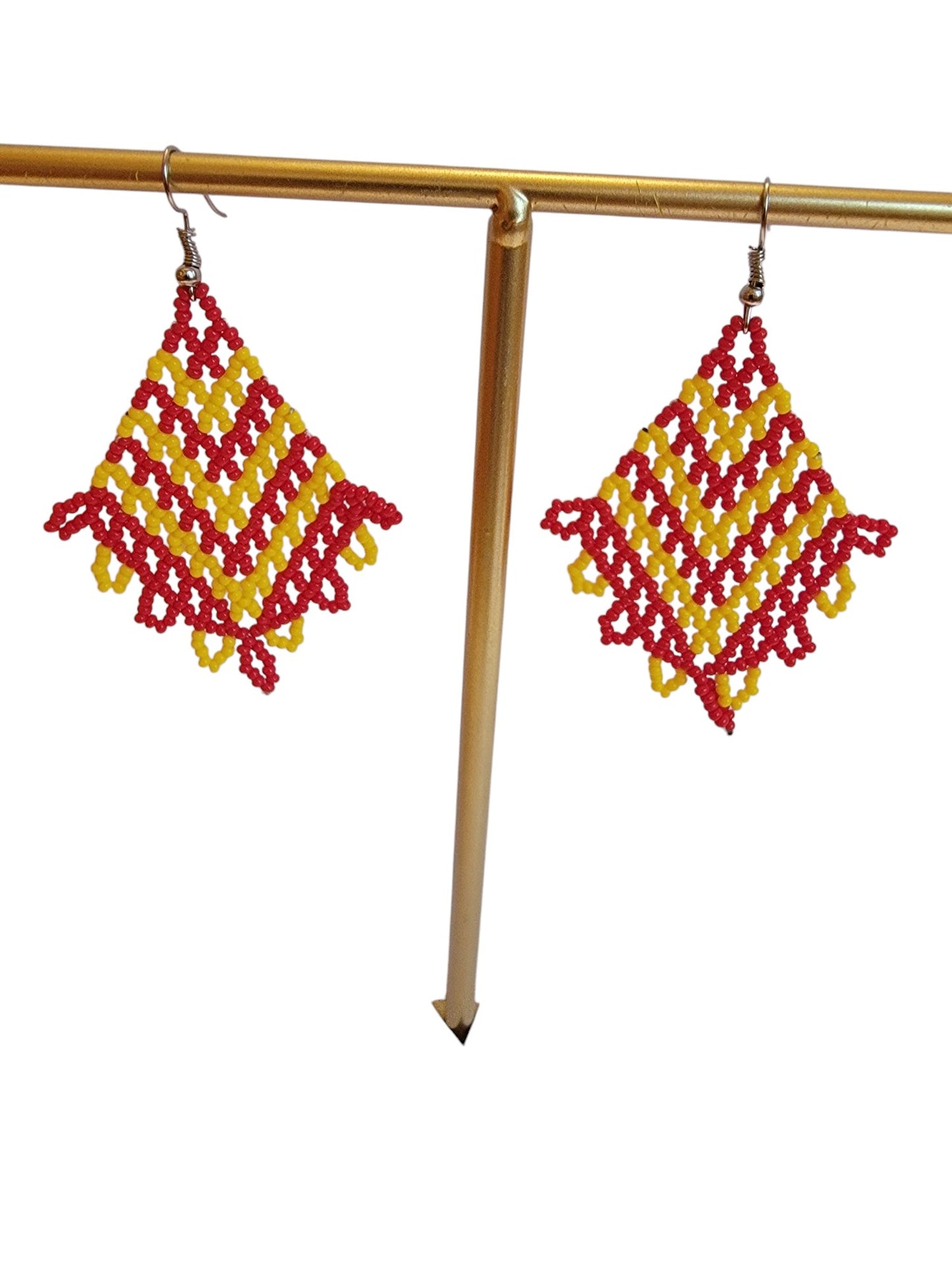Red & Yellow Beaded Earrings