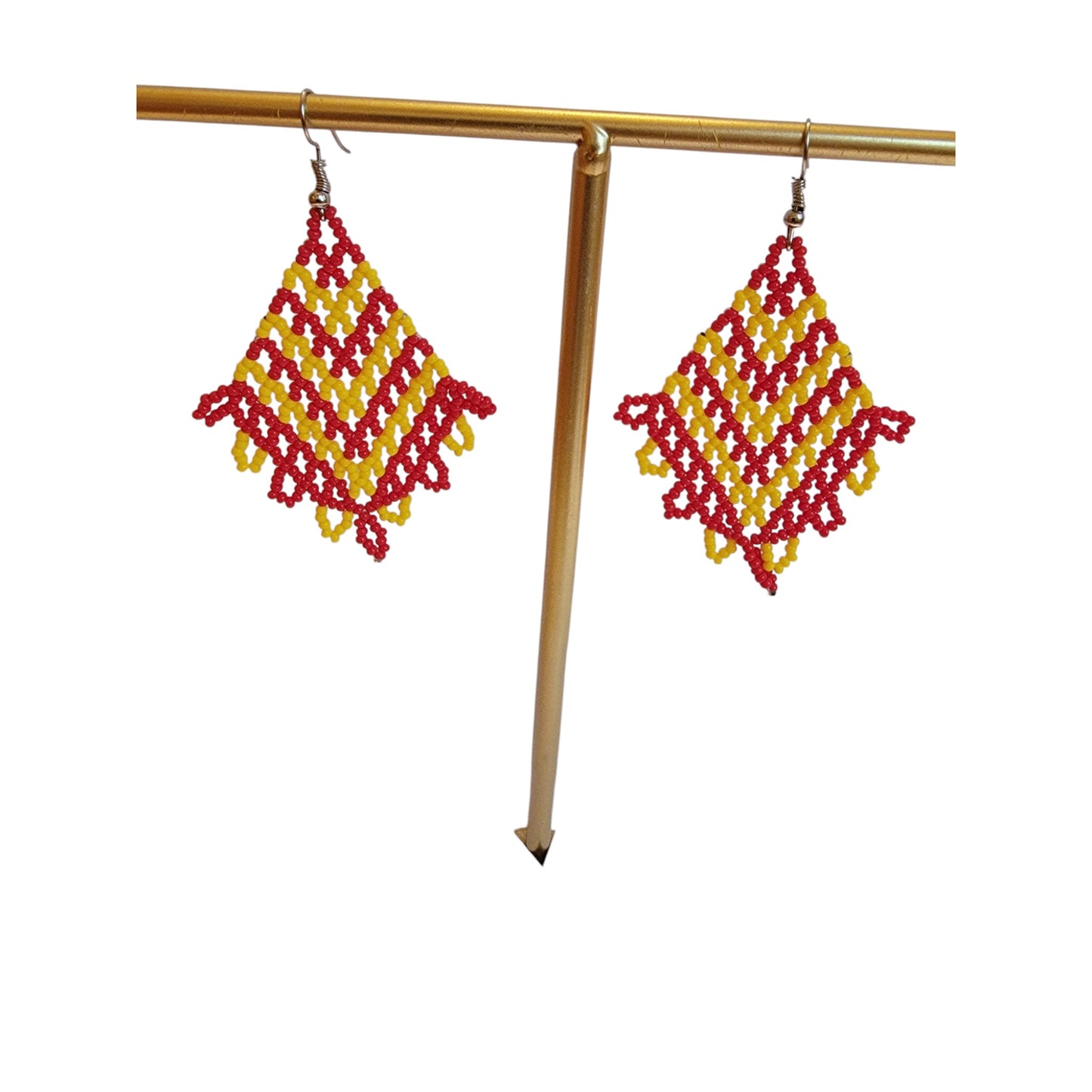 Red & Yellow Beaded Earrings