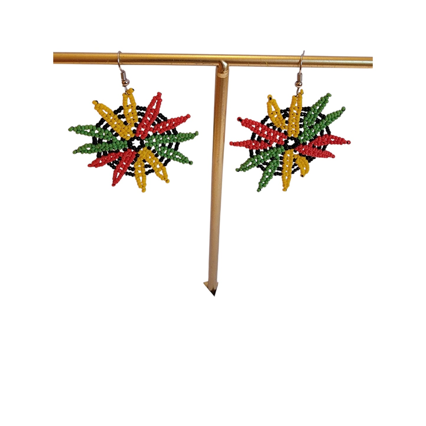 Beaded Rasta Star Earrings