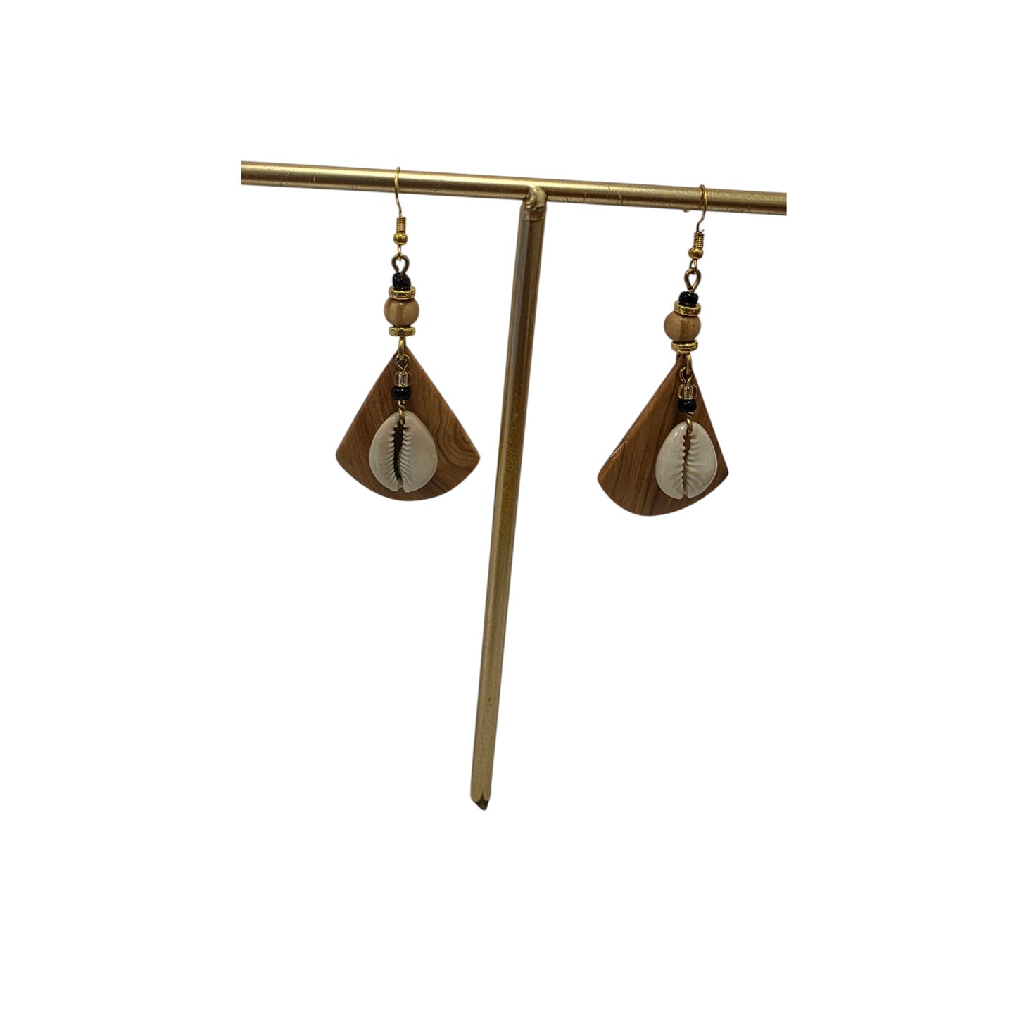 Cowrie & Wood Earrings